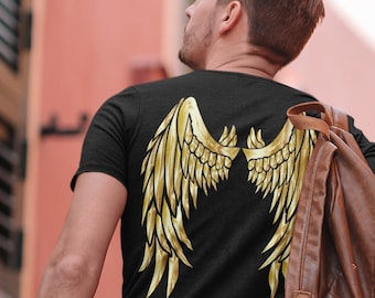 Camiseta con alas de ángel y alas doradas