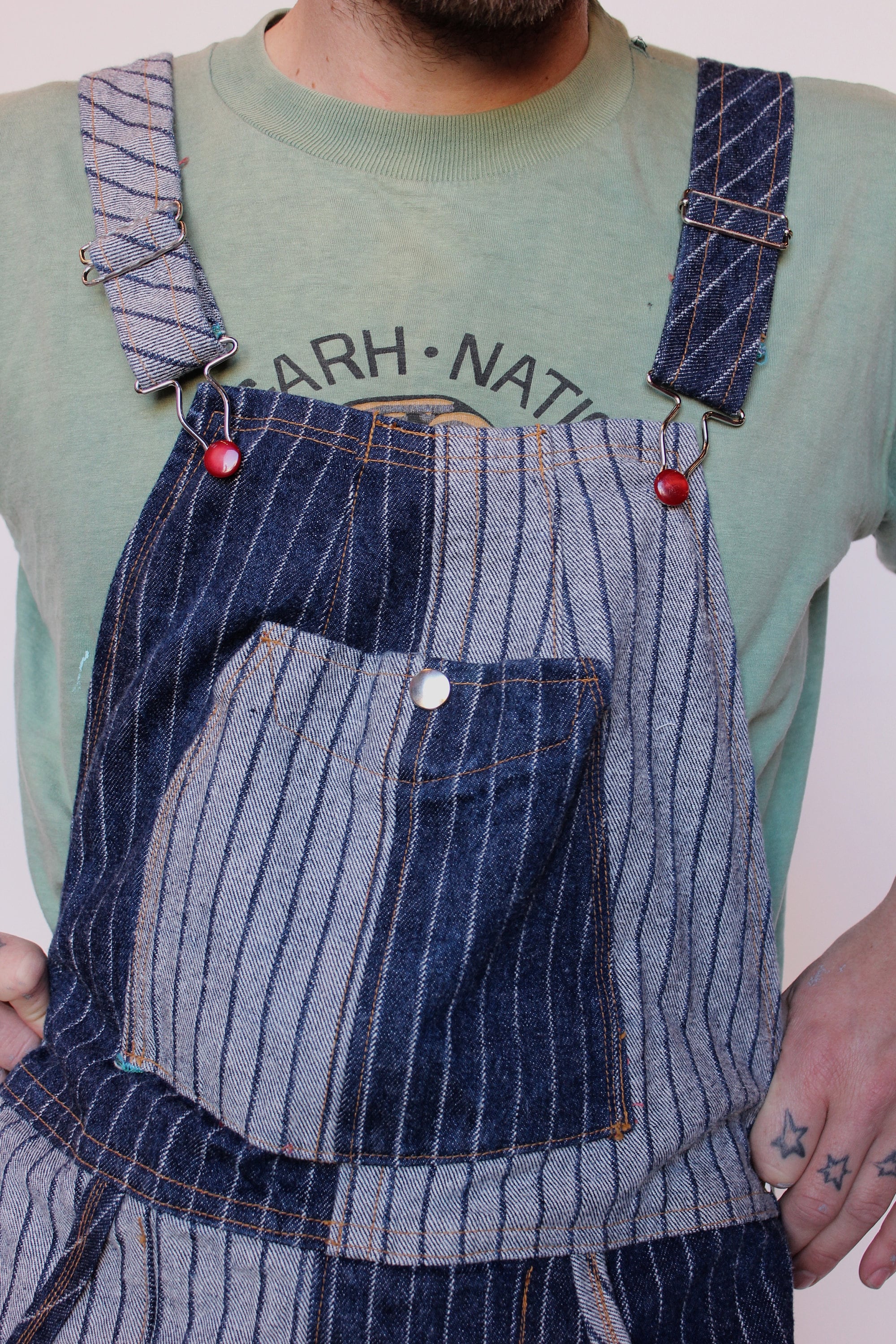 Blue Pinstripe Sturdy Cotton Denim Overalls Etsy