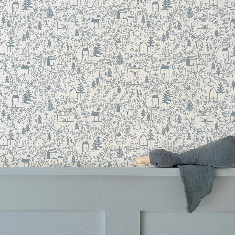 A5 Sample Cottages in the Woods Wallpaper Kids Wallpaper Nursery