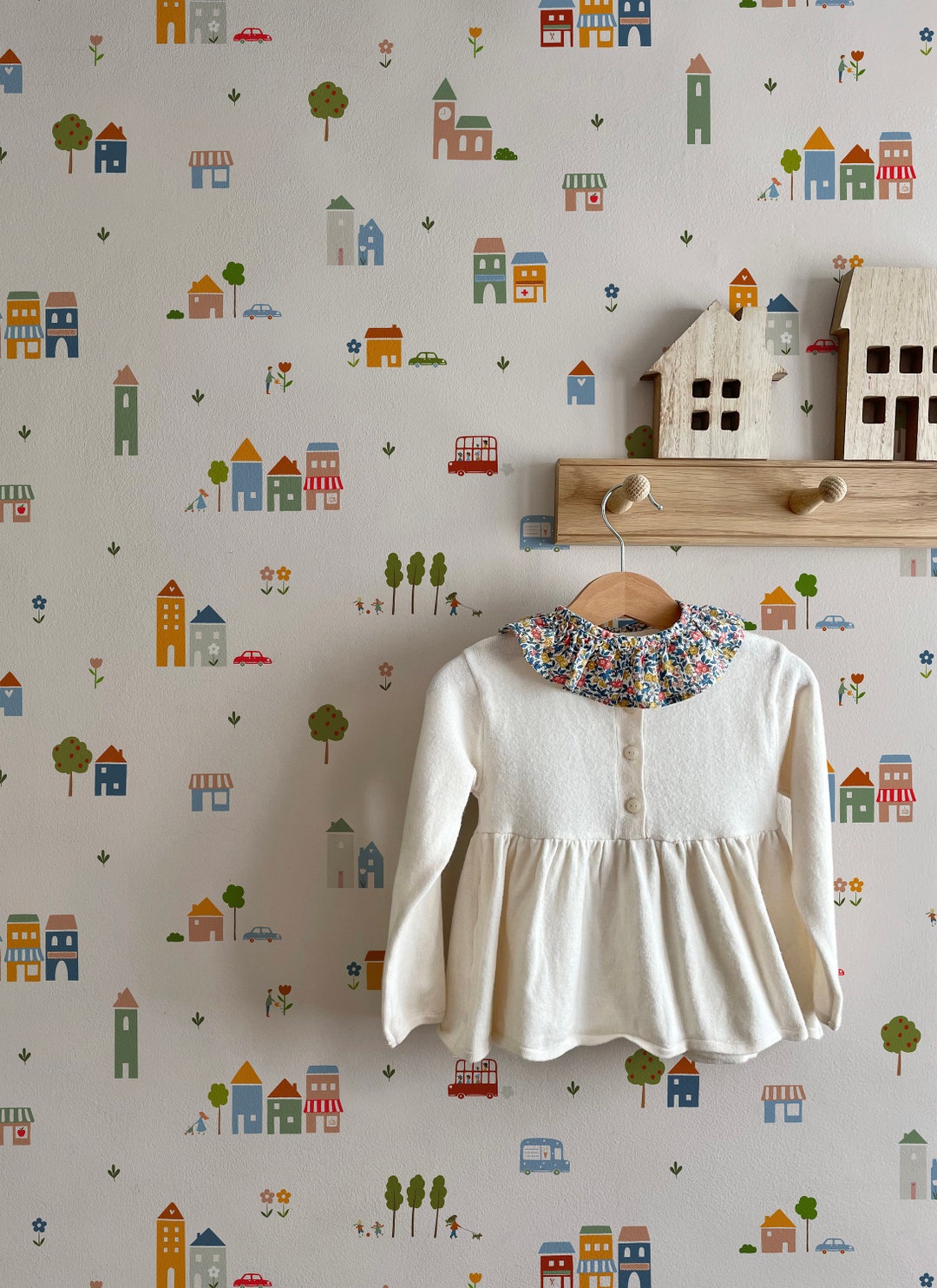 Little Town Luxury Children's Wallpaper Houses Wallpaper Nursery Wallpaper Kids Wallpaper