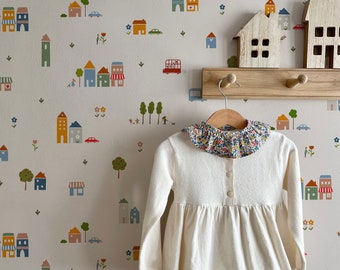 Little Town Luxury Children's Wallpaper | Houses Wallpaper | Nursery Wallpaper | Kids Wallpaper | Playroom Decor