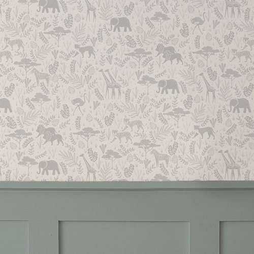 Safari Children's Nursery Wallpaper Dusty Pink Jungle Etsy