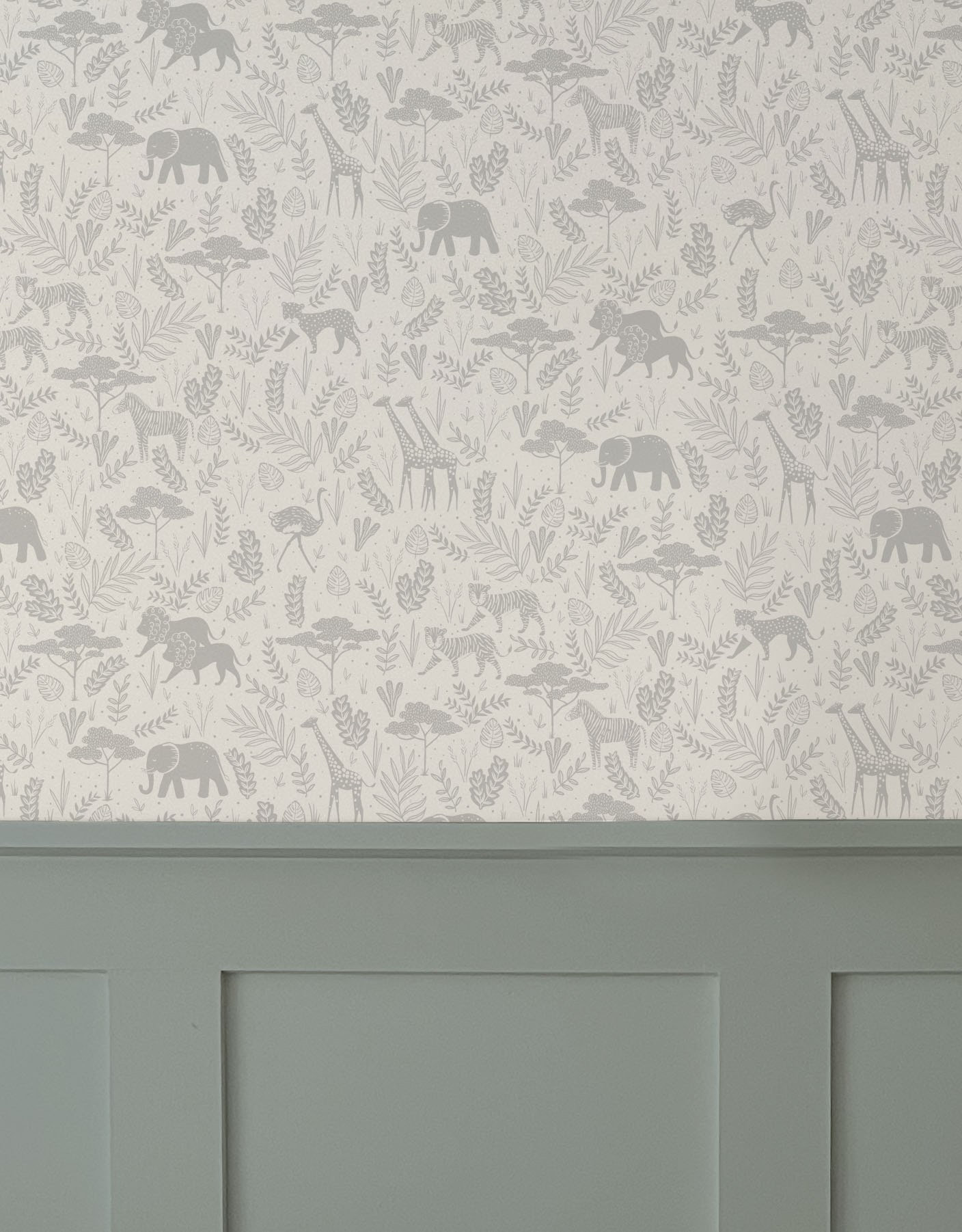 Wild Safari Luxury Wallpaper for Kids ~ Grey - Etsy UK