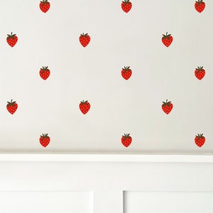 Strawberry Wall Stickers | Kids Wall Decor | Strawberry Wall Decals | Fruit Decor | Kids Wall Art | Removable Fabric Wall Stickers
