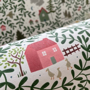 Carta da parati English Country Cottages / Carta da parati per bambini / Decorazione per la cameretta dei bambini / Murale per pareti per bambini / Parete caratteristica / Carta da parati per sala giochi / Cameretta per bambini