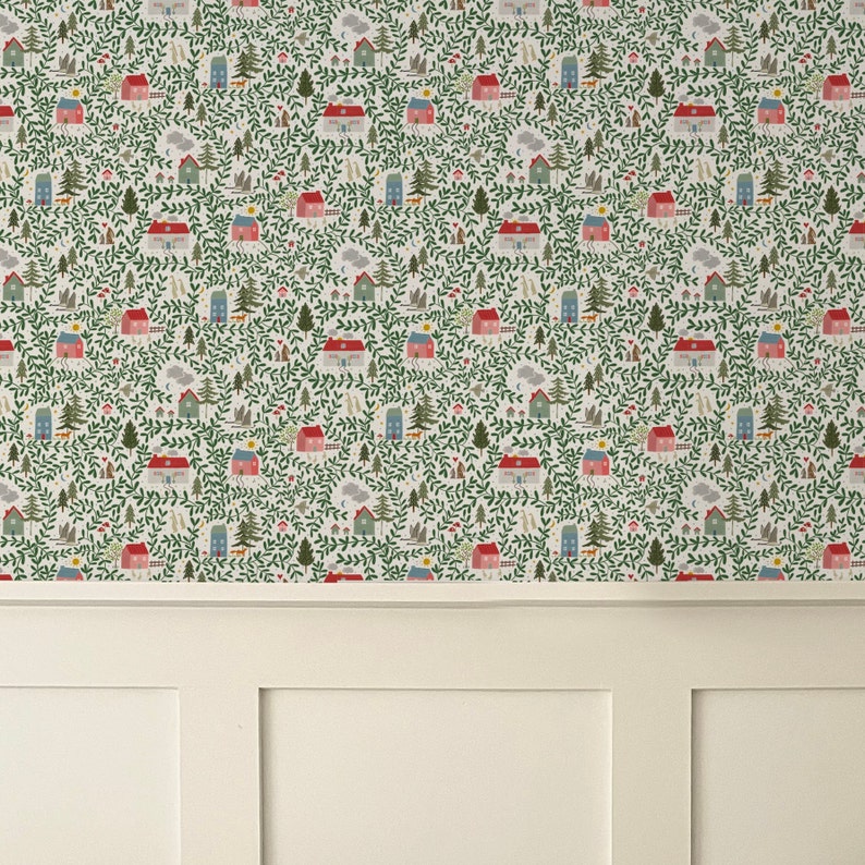 English Country Cottages Wallpaper Childrens Wallpaper Nursery Decor Kids Wall Mural Feature Wall Playroom Wallpaper Kids Room image 4