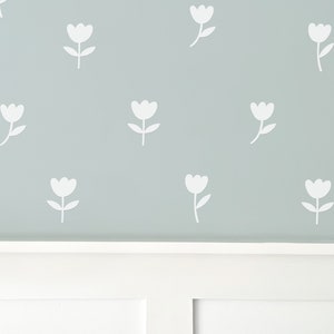 White Tulip Wall Stickers Floral Decor Girls Bedroom Decor Girls Wall Decor Flower Power Removable Fabric Wall Stickers image 1