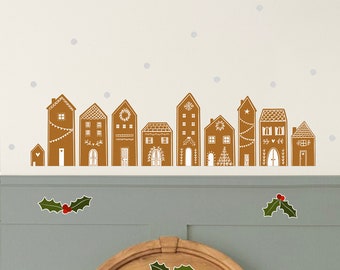 Pegatinas de pared de Navidad / Pegatinas de pared de pan de jengibre / Calcomanías de pared para niños / Calcomanías de guardería / Calcomanías de Navidad