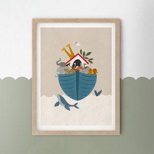 Arche Noah Kinderzimmer Papierdruck | Kinderzimmer Wand Kunst | Kinder Drucke | Kinder Illustration | Kinderzimmer Kunst | Religiöse Kunst