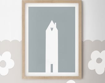 Tall House | Scandi Wall Art | Girls Wall Decor | Scandi Art Prints for Kids | Girls illustration | Scandi House