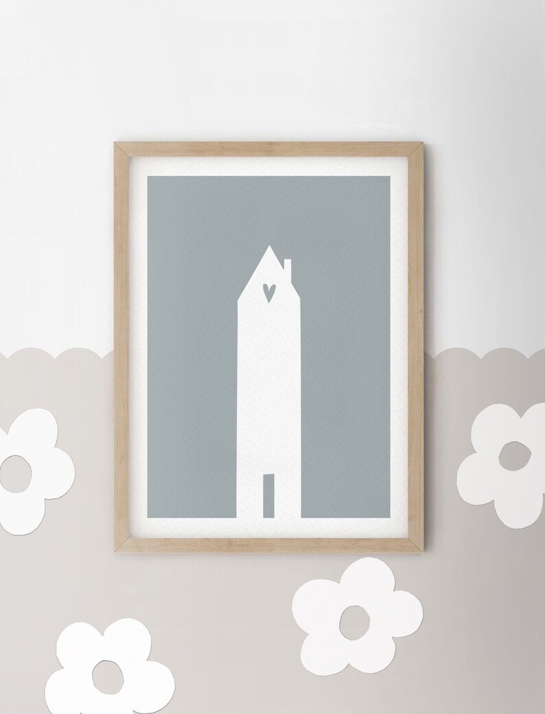 Tall House Scandi Wall Art Girls Wall Decor Scandi Art Prints for Kids Girls illustration Scandi House image 1