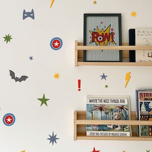 Pegatinas de tela de superhéroes para pared: ecológicas, extraíbles y reutilizables para dormitorios infantiles, salas de juegos y guarderías.