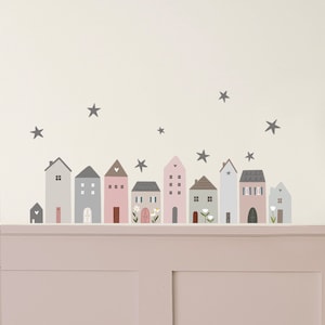 Little Village Wall Stickers | House Wall Stickers | Fairy Houses | Dolls House | Wall Decals for Kids | Removable Fabric Wall Stickers