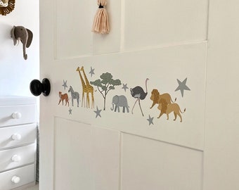 Safari Wall Stickers  | Boys Wall Decor | Safari Nursery | Nursery Wall Decals | Kids Fabric Wall Stickers | Jungle Animal Wall Stickers