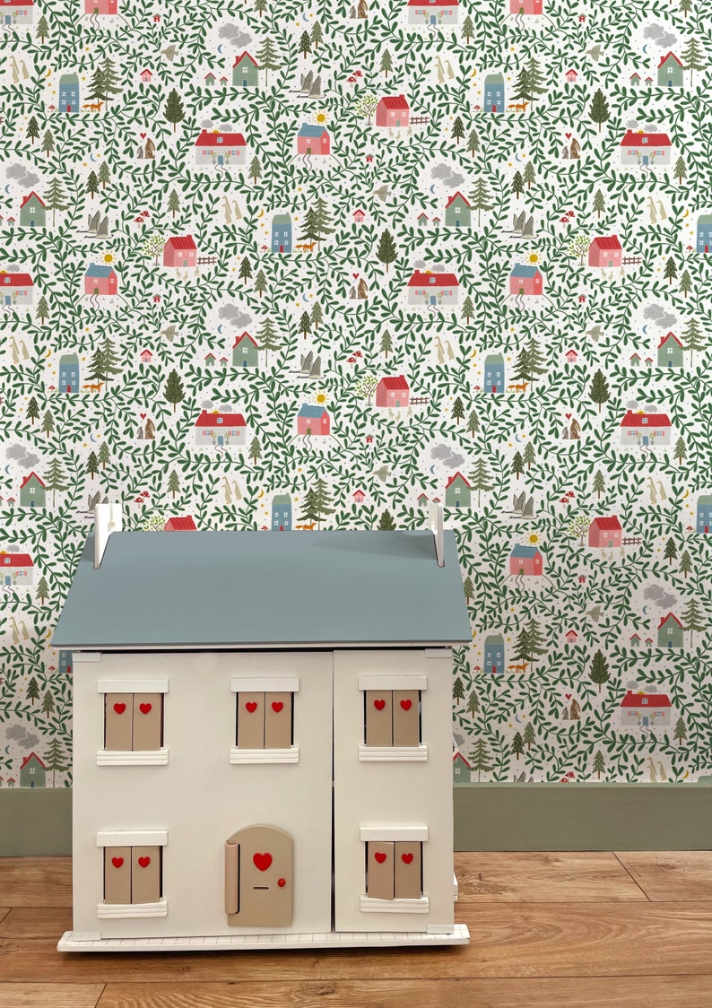 English Country Cottages Wallpaper Childrens Wallpaper Nursery Decor Kids Wall Mural Feature Wall Playroom Wallpaper Kids Room image 6