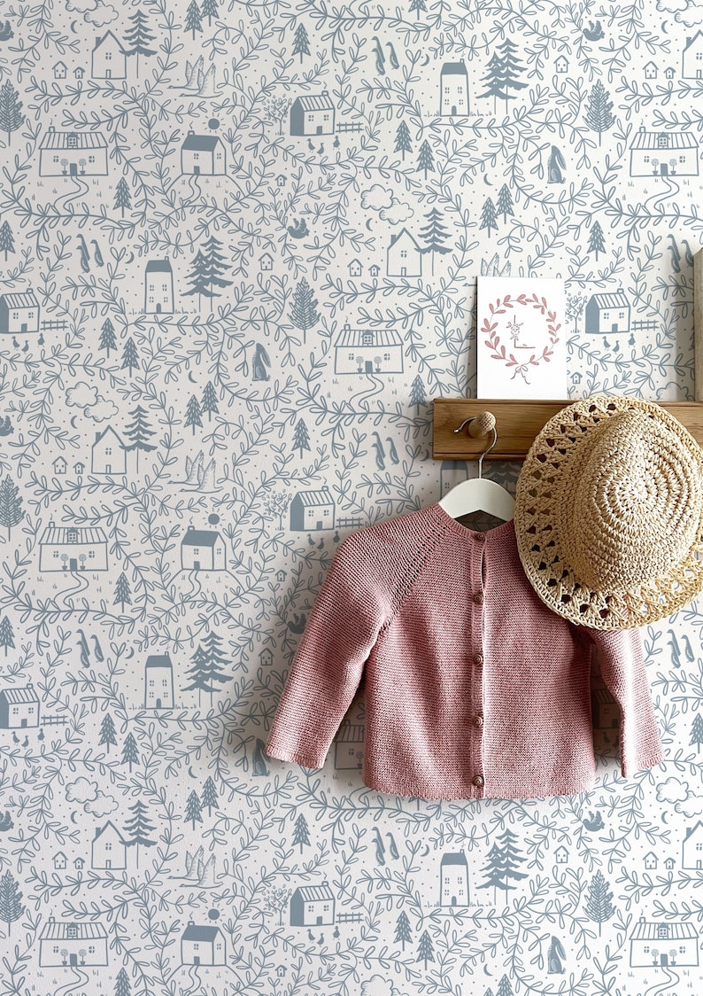 A5 Sample Cottages in the Woods Wallpaper Kids Wallpaper Nursery