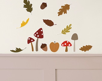 Autumn Wall Stickers | Autumnal Decals | Kids Wall Stickers | Autumn Leaves | Toadstools | Mushrooms | Autumnal Decor | Acorns | Pumpkins