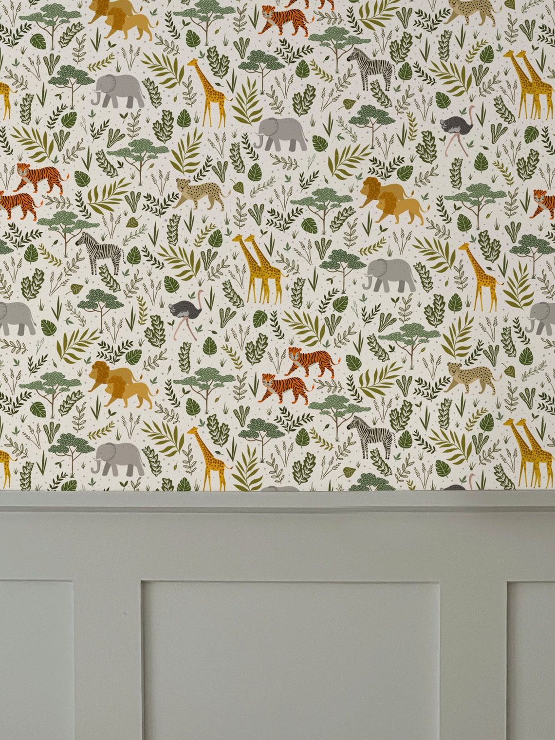 Wild Safari Luxury Children's Wallpaper Multi Jungle Wallpaper Safari Nursery Jungle Wall Decor