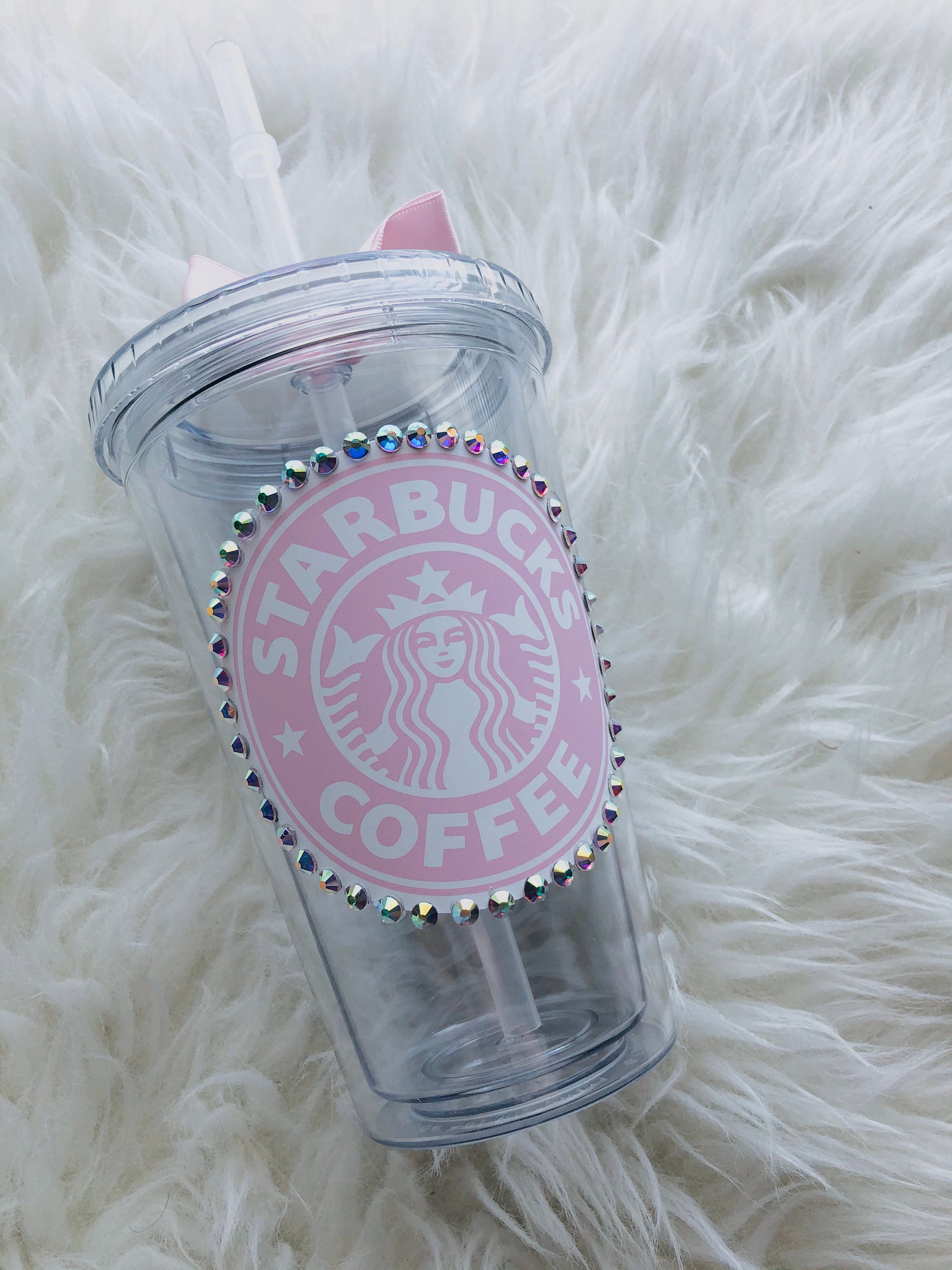 Bling crystal Starbucks inspired cup PINK Starbuck 16OZ Etsy