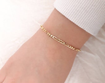 24k gold plated figaro chain bracelet handmade/layering/simple chain/minimalist bracelet/dainty/non-tarnish/y2k/aesthetic/gift idea