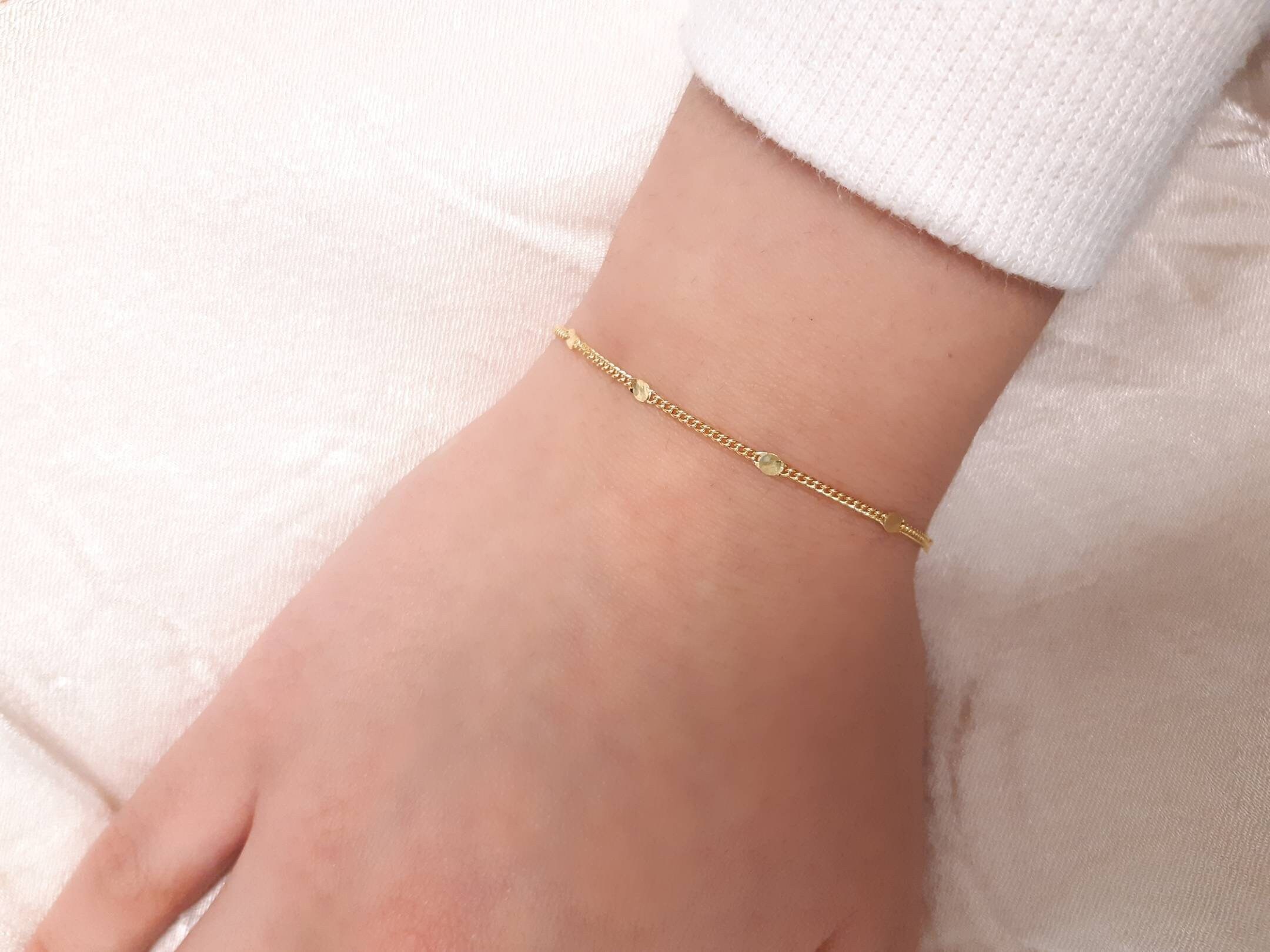 Minimalist Satellite Chain Bracelet, Sterling Silver Beads