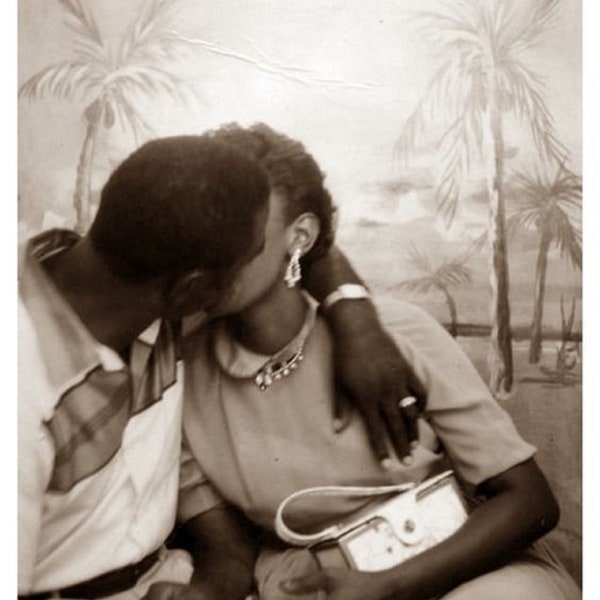 Lovers-sepia toned black and white vintage photo