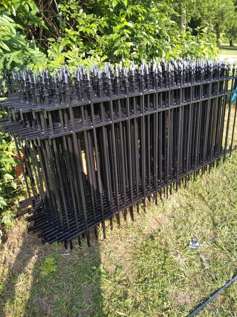 Wrought Iron Fence Panels Solid Pickets Etsy