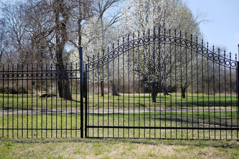 Wrought Iron Fence Panels With Solid Pickets and Rings Etsy