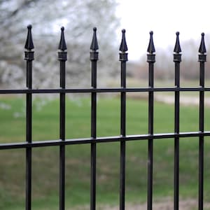 Deluxe Wrought Iron Fence Panels: made with Solid Square Pickets & Solid Channel Iron Runners