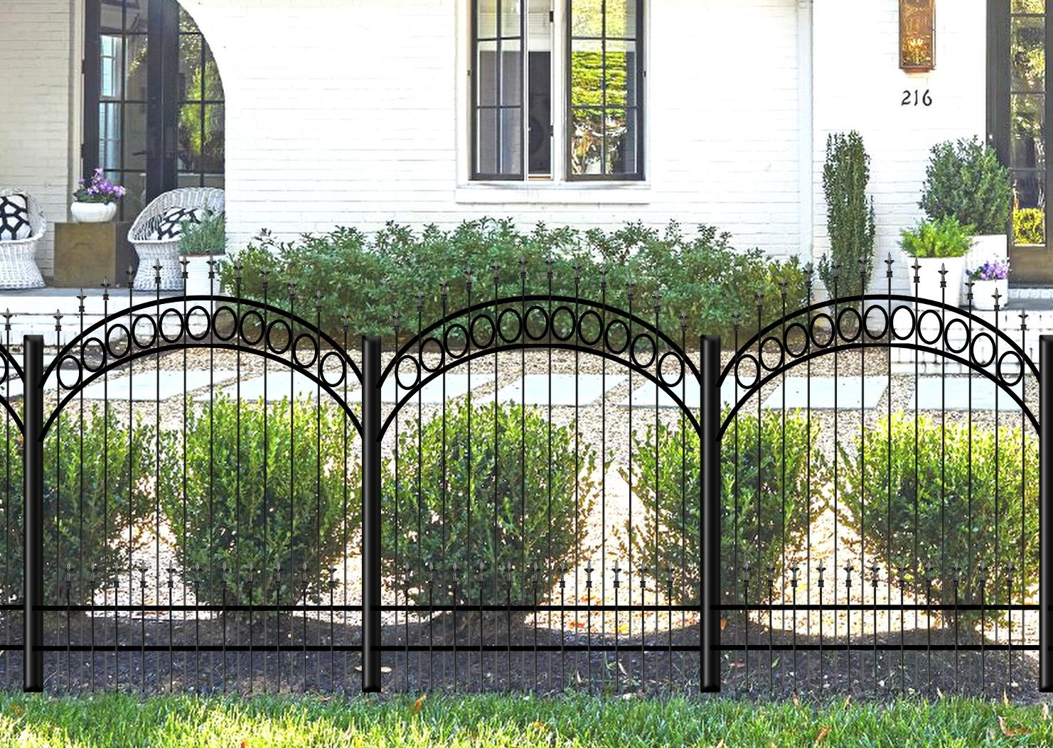 Arched Wrought Iron Fence Panels With SOLID PICKETS, Rings and 18 Tall Sub-pickets - Etsy