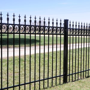 Wrought Iron Fence Panels with Solid pickets, and Scrolls