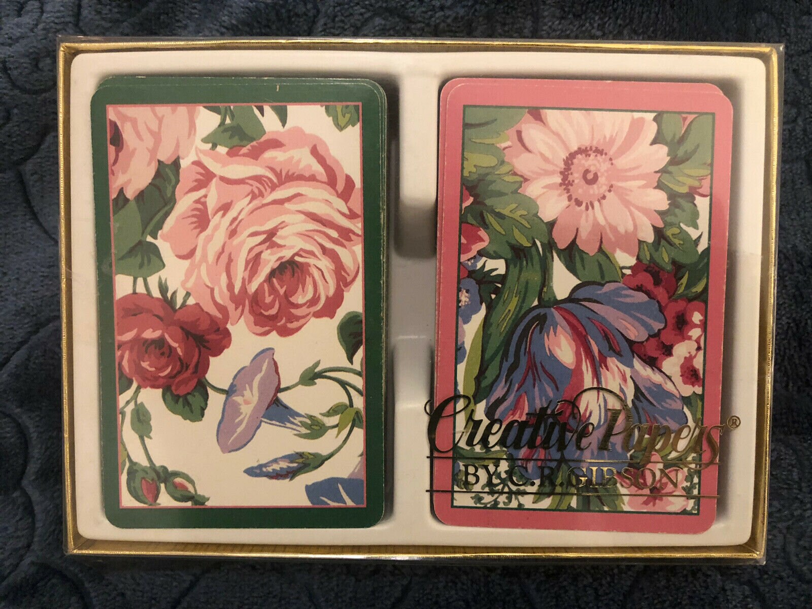 Vintage Graden Flowers Roses Wildflowers Engraving Painting by Redoute Flowers Roses Playing Cards Poker Deck 54 Cards All Different 
