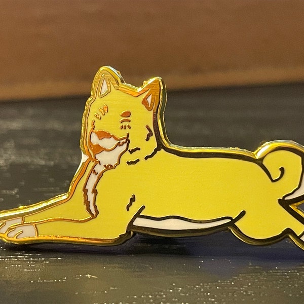 Shiba Inu Hard Enamel Pin Mr Miso Goofy Splooting Smiling