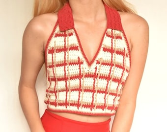 Crochet Myrtle Plaid Collar Crochet Top Pattern