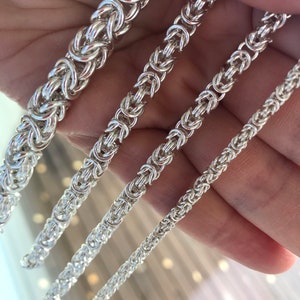 BYZANTIJNS, 925 zilver, Viking, armband, ketting of enkelband - van zwaar tot klein en klein - groot, dik, sterk - heren, dames, uniseks, alle leeftijden