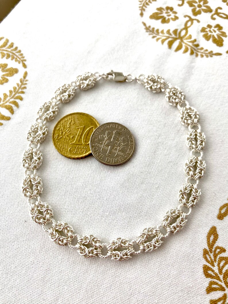 Violetta Secret Solid Silver 925 Byzantine Chain Bracelet - 4.3mm Width