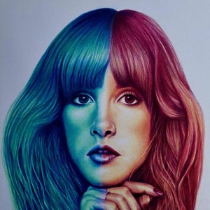 Stevie Nicks print. Fleetwood Mac print. Rock band posters. Cool prints. Colourful print. Music poster. 1970s poster. Art print. Green, pink