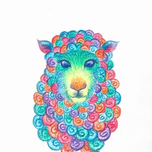 Sheep nursery print. Nursery prints. Farm animal. Rainbow Art. Kids Room decor. Nursery decor. Woodland creatures. Valentines gift. Cute