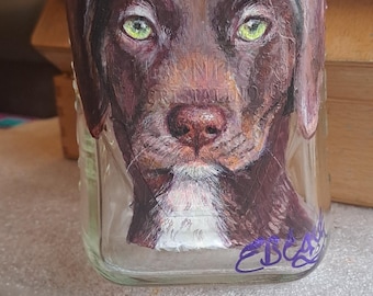 Custom painted bottle. Father's s day gift. Personalised whisky bottle. Personalised ginbottle. Custom wine bottle. Pet portrait on a bottle