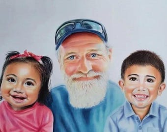 Custom portrait.  Family custom gift. Memorial gift. Custom picture. Christmas gift. Family picture. People portrait from your photo. Unique