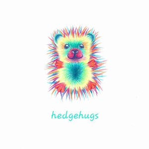 Tarjeta Hedgehugs. Tarjeta del día de la madre erizo. Tarjeta arco iris. Tarjeta del día de la madre. Pensando en tu tarjeta. Linda tarjeta. Carné animal. dulce, divertido, cuidado