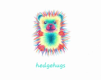 Hedgehugs card. Hedgehog mothers day card. Rainbow card. Mothers day card. Thinking of you card. Cute card. Animal card. sweet, funny, care