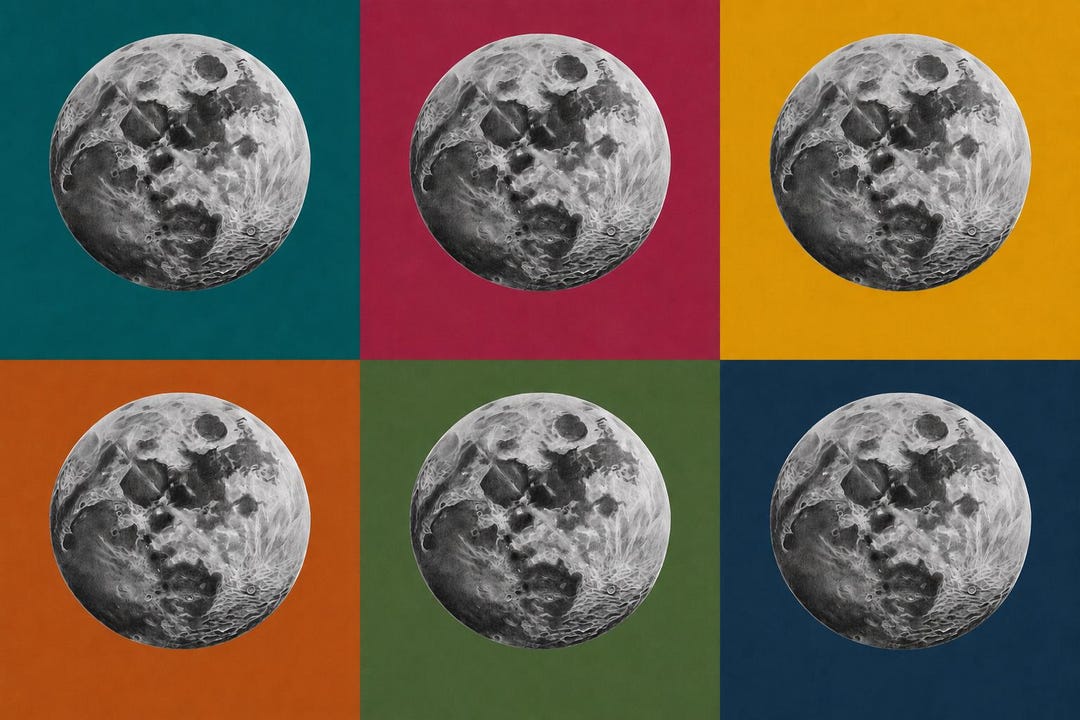 Original Moon Drawing A2. Graphite Art. Lunar, Night Sky