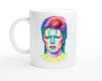 David Bowie Mug. Mothers day gift. Ziggy Stardust, mothers day mug, rainbow mug, bright, birthday gift, thank you gift, care package gift,