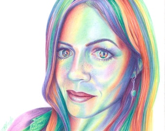 rainbow portrait art from photo pet or people family wall art custom gift colour pop, friend, memorial personalised contemporary. Christmas
