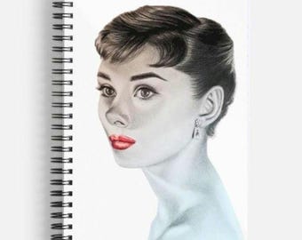 Audrey Hepburn notebook. Art journal. Notebook for her. Audrey Hepburn pad. Audrey notepad. Valentines gift, Mum, grandma, friend. Beauty