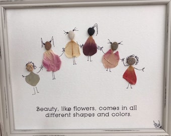 We are all beautiful, Pressed Flower Art, Boho Art, Montessori/Waldorf