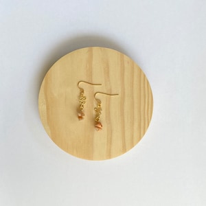 Unique Gold Wavy Sunstone Dangle Earrings