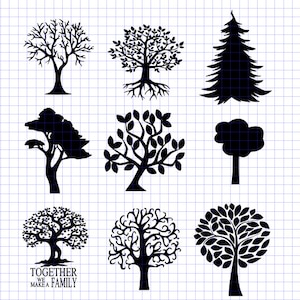 Tree svg bundle, Tree silhouette svg bundle, tree clipart, dxf, png