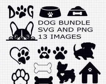 Dog svg bundle dog kennel dog bowl svg dog paw print svg SVG and PNG cut files for cricut